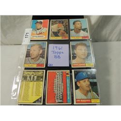 LOT 8 1961 TOPPS BASEBALL SPORTS CARDS