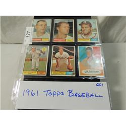 LOT 6  1961 TOPPS BASEBALL SPORTS CARDS