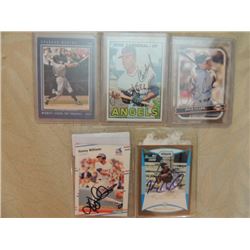 LOT 5 AUTOGRAPHED BASEBALL CARDS SEE LIST