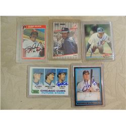 LOT 5 AUTOGRAPHED BASEBALL CARDS SEE LIST