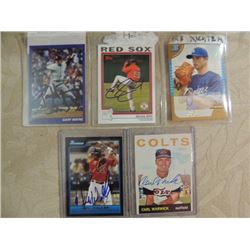 LOT 5 AUTOGRAPHED BASEBALL CARDS SEE LIST