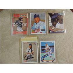 LOT 5 AUTOGRAPHED BASEBALL CARDS SEE LIST