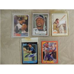 LOT 5 AUTOGRAPHED BASEBALL CARDS SEE LIST