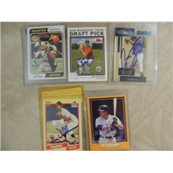 LOT 5 AUTOGRAPHED BASEBALL CARDS SEE LIST
