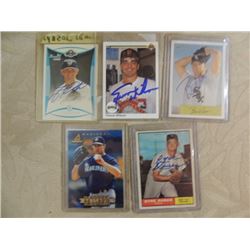 LOT 5 AUTOGRAPHED BASEBALL CARDS SEE LIST