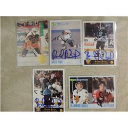LOT 5 AUTOGRAPHED HOCKEY CARDS SEE LIST