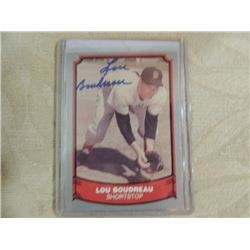 AUTOGRAPHED BASEBALL CARD LOU BOUDREAU
