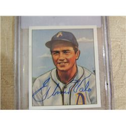 AUTOGRAPHED BASEBALL CARD ELMER VALO 1950'S PLAYER