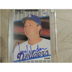 AUTOGRAPHED BASEBALL CARD TRACY WOODSON