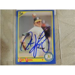 AUTOGRAPHED BASEBALL CARD CURT YOUNG