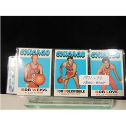 LOT 3 1971-72 NM CHICAGO BULLS BASKETBALL CARDS