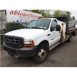 1999 FORD F-450 XL SUPER DUTY, 2 DOOR DUMP, WHITE, VIN # 1FDXF46FXXED64967
