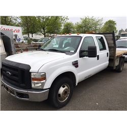 2008 FORD F-350 XL SUPER DUTY, 4 DOOR FLATDECK, WHITE, VIN # 1FD3W36RX8EB32115