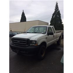 2003 FORD F-250 XL SUPER DUTY, 2 DOOR PU, WHITE, VIN # 1FTNX21L13ED33840