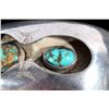 Image 5 : Navajo Turquoise Silver Shadow Box Tepee Cuff 1930