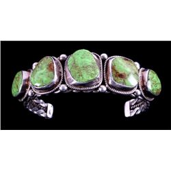 Navajo Sterling Silver and Gaspeite Bracelet
