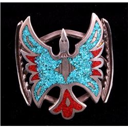 Navajo Sterling Peyote Bird Inlay Bracelet