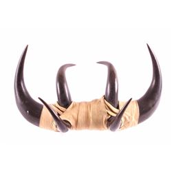 Early Montana Trophy Buffalo Horn Hat Rack