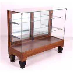 Antique Oak and Glass Display Cabinet