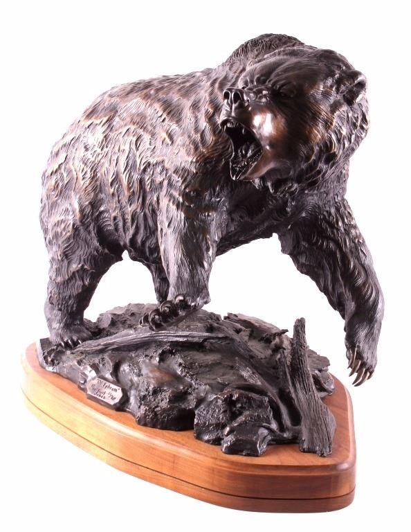 Original Burl Jones Grizzly Bear Bronze Sculpture