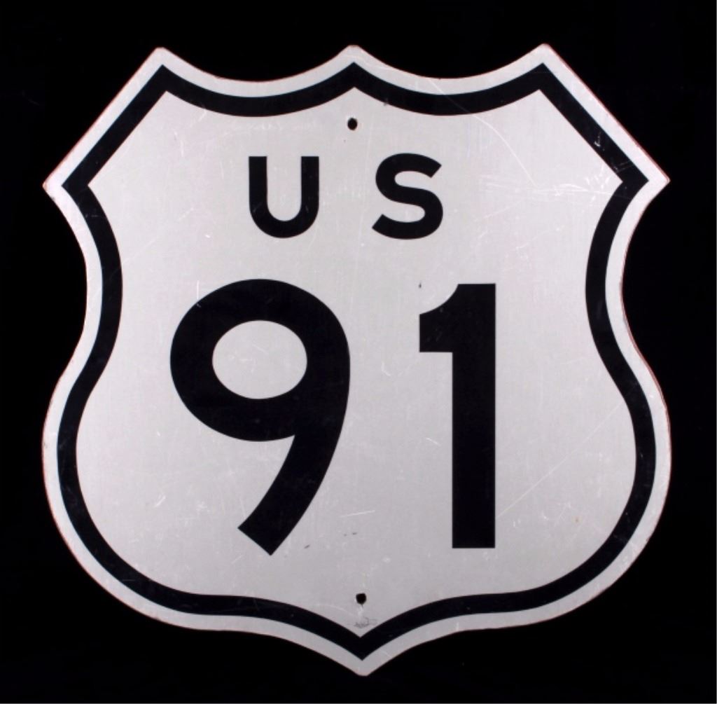 U.S. Route 91 Wooden Highway Sign from Montana