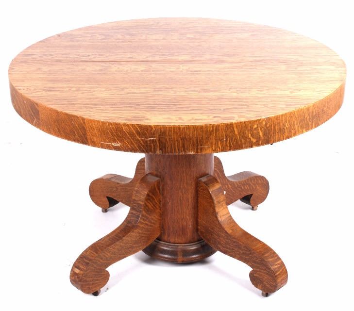 Quarter Sawn Tiger Oak Round Dining Table