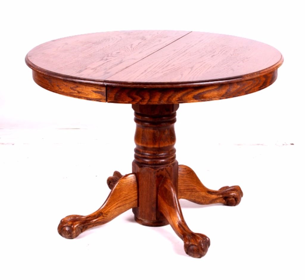 Round Oak Claw Foot Table w/ Pressed Back Chairs