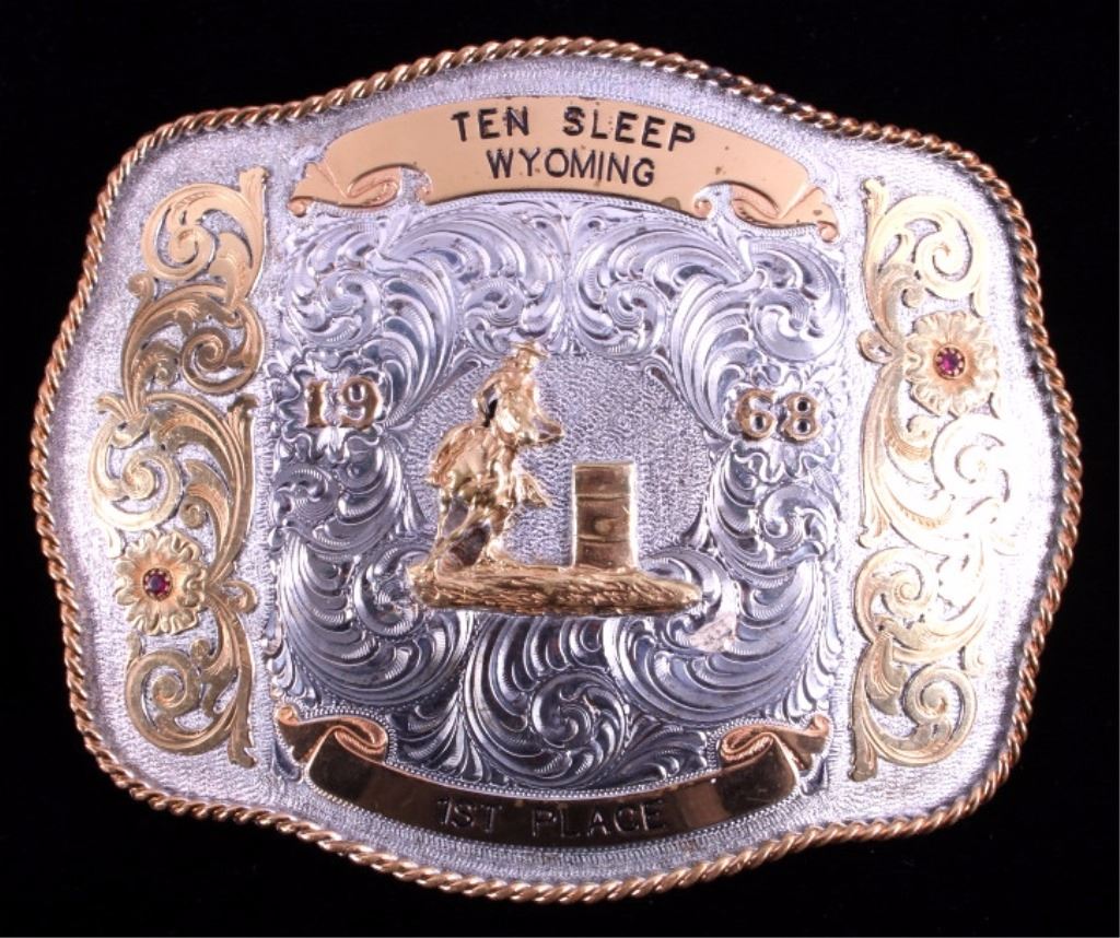 1968 Montana Silversmiths Barrel Racing Buckle