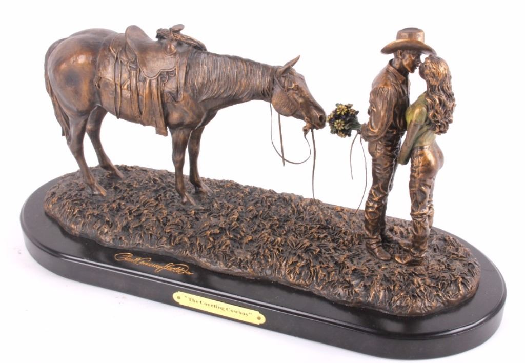 The Courting Cowboy Bronze Sculpture