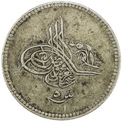 EGYPT: Abdul Aziz, 1861-1876, AR 5 qirsh (6.80g), Misr, AH1277 year 2. F-VF