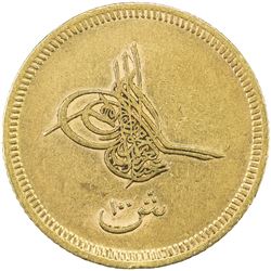 EGYPT: Abdul Aziz, 1861-1876, AV 100 qirsh (8.50g), Misr, AH1277 year 4. VF-EF