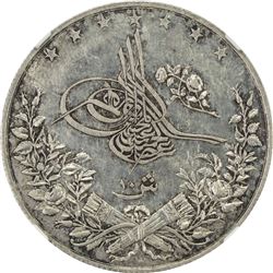 EGYPT: Abdul Hamid II, 1876-1909, AR 10 qirsh, Misr, AH1293 year 10. NGC PF61