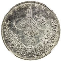 EGYPT: Abdul Hamid II, 1876-1809, AR 20 qirsh, Misr, AH1293 year 22. NGC AU