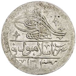 TURKEY: Selim III, 1789-1807, AR yuzluk (31.04g), Islambul, AH1203 year 18. AU