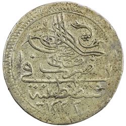 TURKEY: Mustafa IV, 1807-1808, AR kurush (11.88g), Kostantiniye, AH1222 year 2. VF