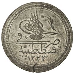 TURKEY: Mahmud II, 1808-1839, AR kurush (8.39g), Kostantiniye, AH1223 year 10. AU