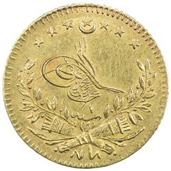 TURKEY: Murad V, 1876, AV 25 kurush, Kostantiniye, AH1293 year 1. EF-AU