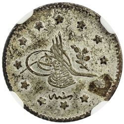 TURKEY: Abdul Hamid II, 1876-1909, AR kurush, Kostantiniye, AH1293 year 1. NGC MS61