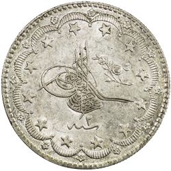TURKEY: Abdul Hamid II, 1876-1909, AR 20 kurush, Kostantiniye, AH1293 year 2. UNC