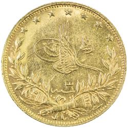 TURKEY: Mehmet V, 1909-1918, AV 100 kurush, Salanik, AH1327 year 3. UNC