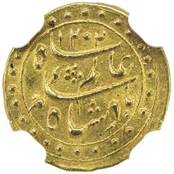 BENGAL PRESIDENCY: AV 1/16 mohur (0.77g), "Murshidabad", AH1202 year 19. NGC MS64