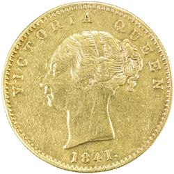 BRITISH INDIA: Victoria, Queen, 1837-1876, AV mohur (11.44g), 1841.. VF-EF