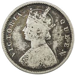 BRITISH INDIA: Victoria, Queen, 1837-1876, AR 1/2 rupee, 1875(c). VG-F