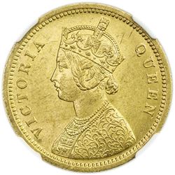 BRITISH INDIA: Victoria, Queen, 1837-1876, AV mohur, 1862(c). NGC MS63