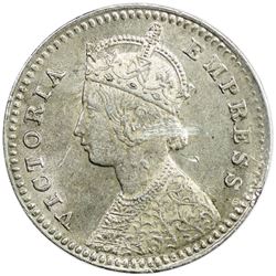 BRITISH INDIA: Victoria, Empress, 1876-1901, AR 2 annas, 1878(c). NGC UNC