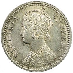 BRITISH INDIA: Victoria, Empress, 1876-1901, AR 1/4 rupee, 1879(c). NGC MS64