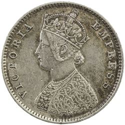 BRITISH INDIA: Victoria, Empress, 1876-1901, AR 1/2 rupee, 1893-B. EF