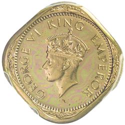 BRITISH INDIA: George VI, 1937-1947, 1/2 anna, 1943(c). PCGS PF64