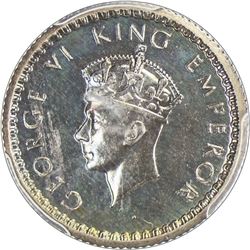 BRITISH INDIA: George VI, 1937-1947, AR 1/4 rupee, 1938(c). PCGS PF64