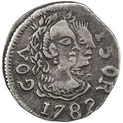 GOA: Maria I & Pedro III, 1777-1786, AR 1/2 pardao (2.67g), 1782. VF